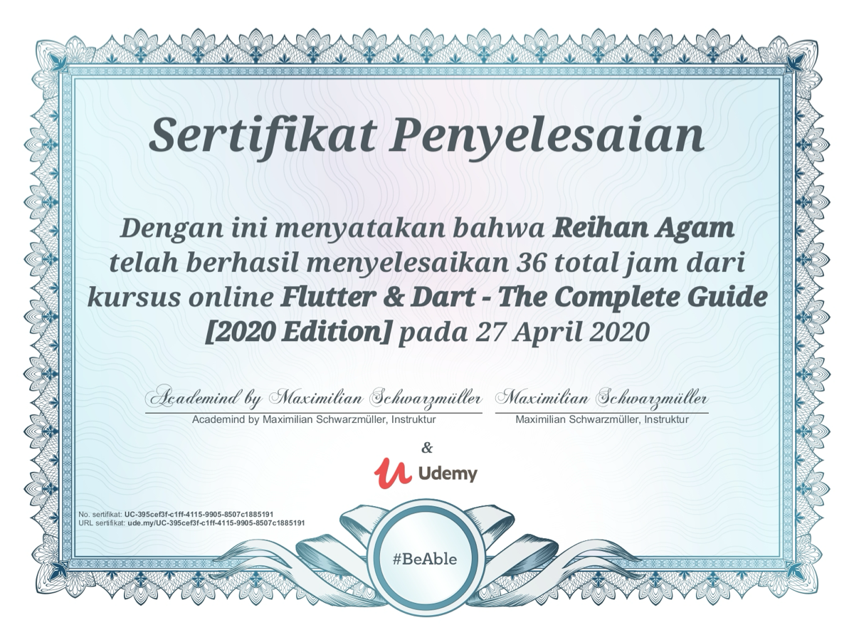 Flutter Certificate preview