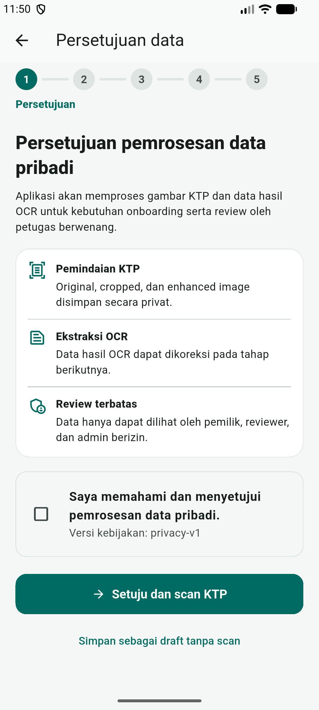 KTP onboarding mobile consent