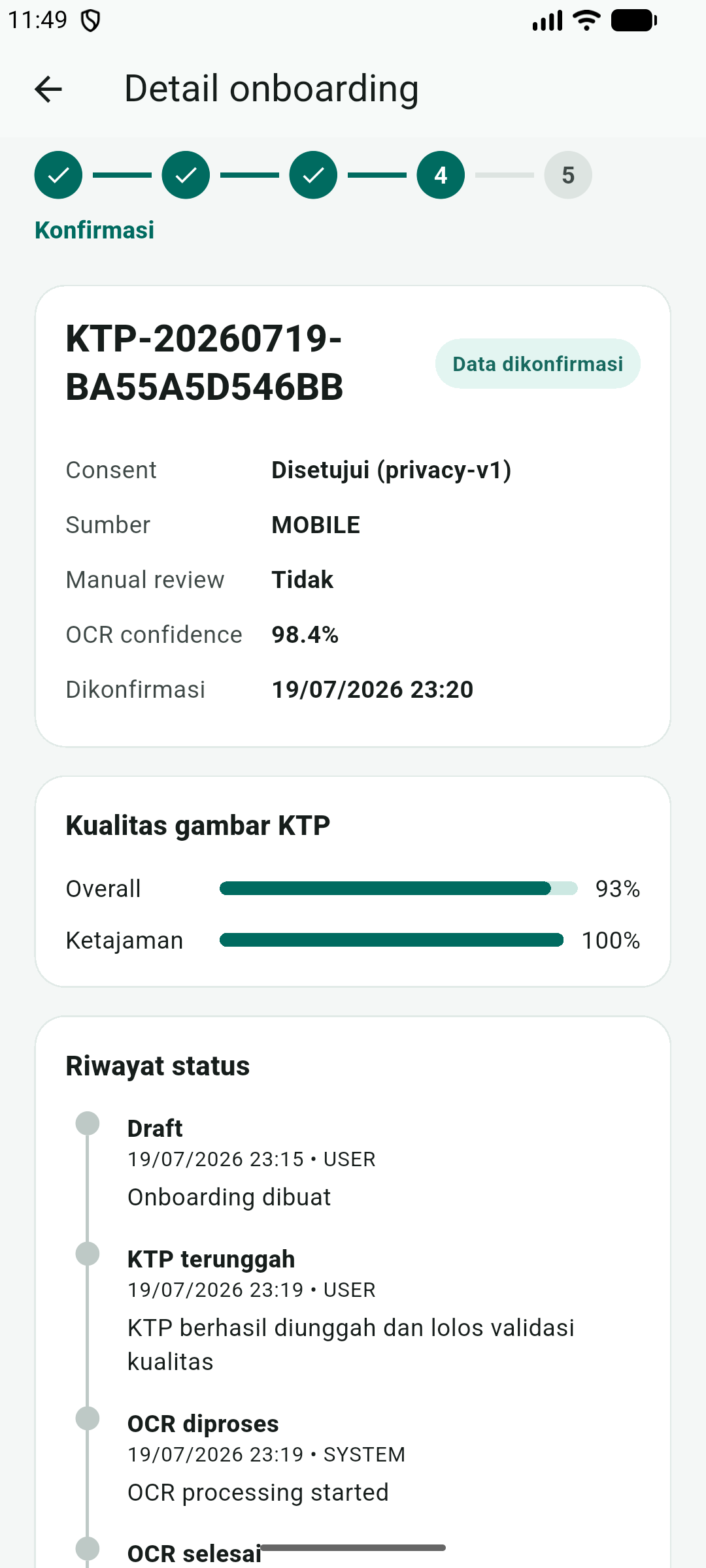 KTP onboarding mobile detail